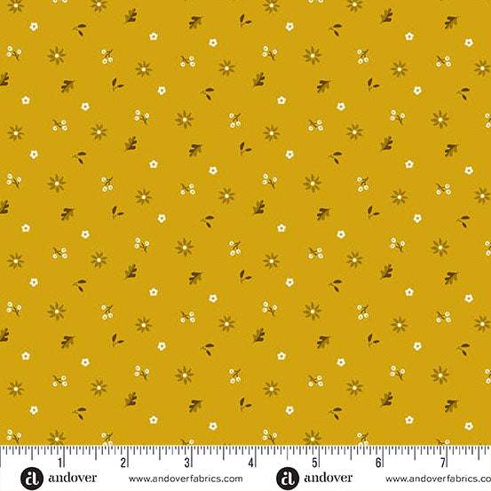 Oakleigh Windy Mustard A10160Y Judy Jarvi for Andover Fabrics (sold in 25cm increments)
