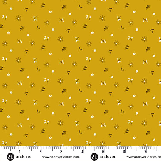 Oakleigh Windy Mustard A10160Y Judy Jarvi for Andover Fabrics (sold in 25cm increments)