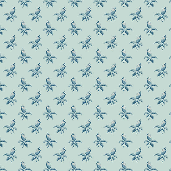 Cocoa Blue Pacific Rosehip A734B by Laundry Basket Quilts for Andover Fabrics (sold in 25cm increments)