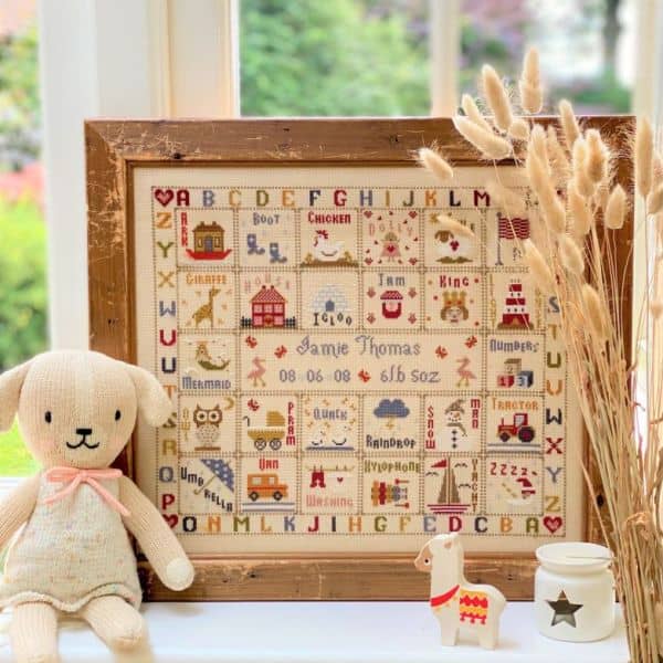 A is for Ark Birth Sampler Cross Stitch Kit Historical Sampler Company