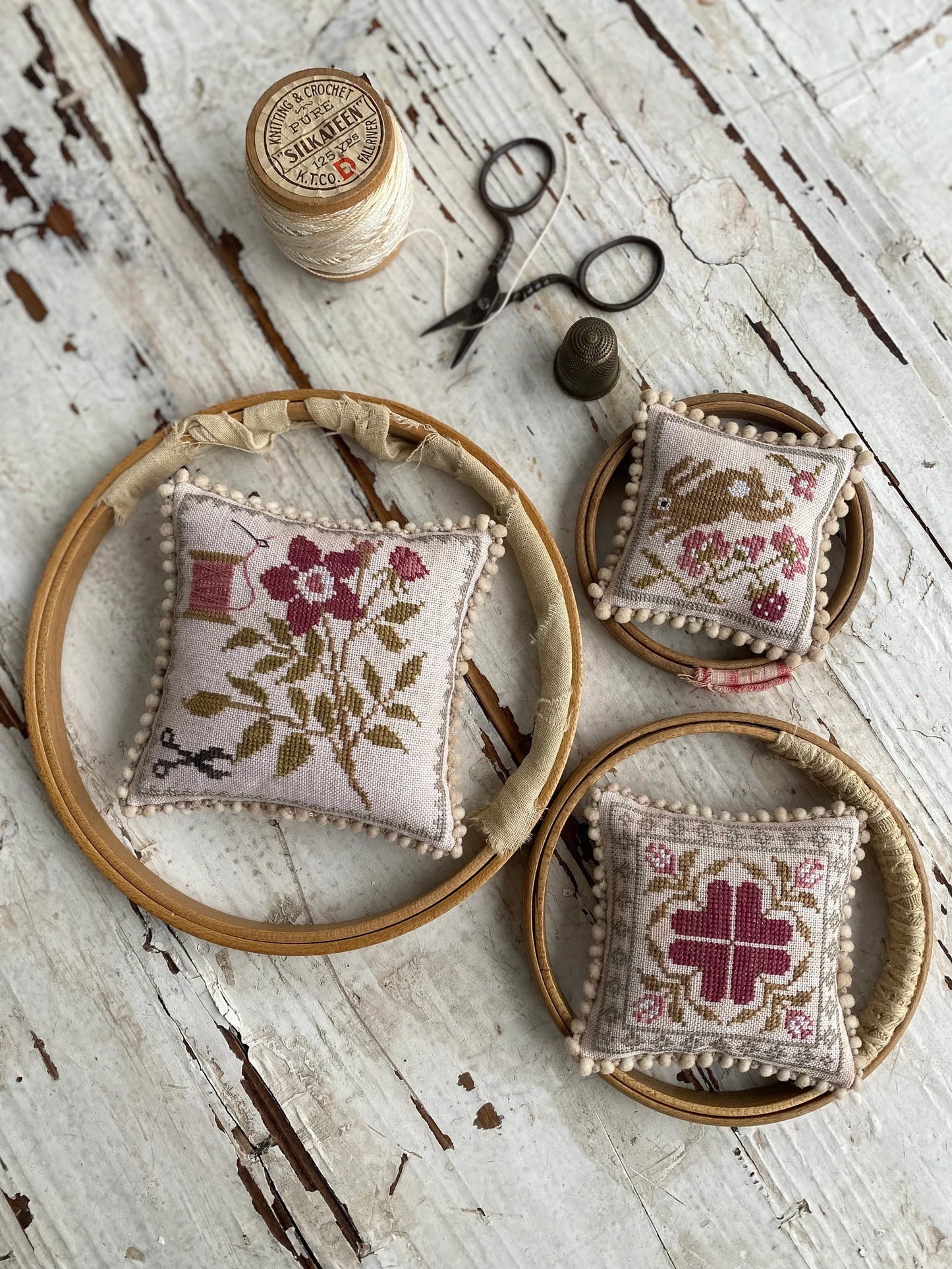 A Walk Through The Garden Pinkeep Stack Cross Stitch Pattern by Stacy Nash