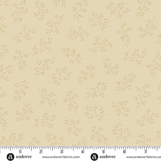 Snow Flurry Olive Branch Cream A10308N by Laundry Basket Quilts for Andover Fabrics (sold in 25cm increments)