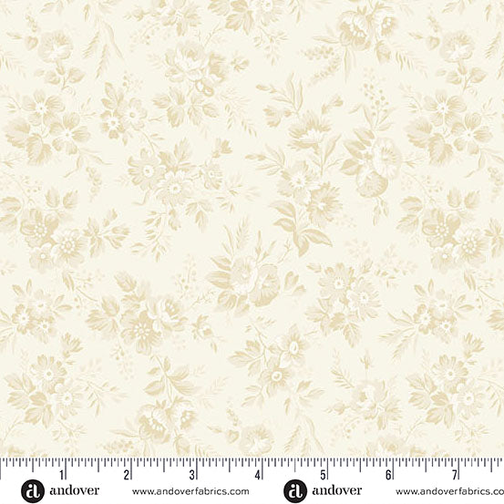 Snow Flurry Winter Garden Cream A10314L by Laundry Basket Quilts for Andover Fabrics (sold in 25cm increments)