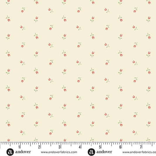 Snow Flurry Winter Heath Cream A10318LE by Laundry Basket Quilts for Andover Fabrics (sold in 25cm increments)