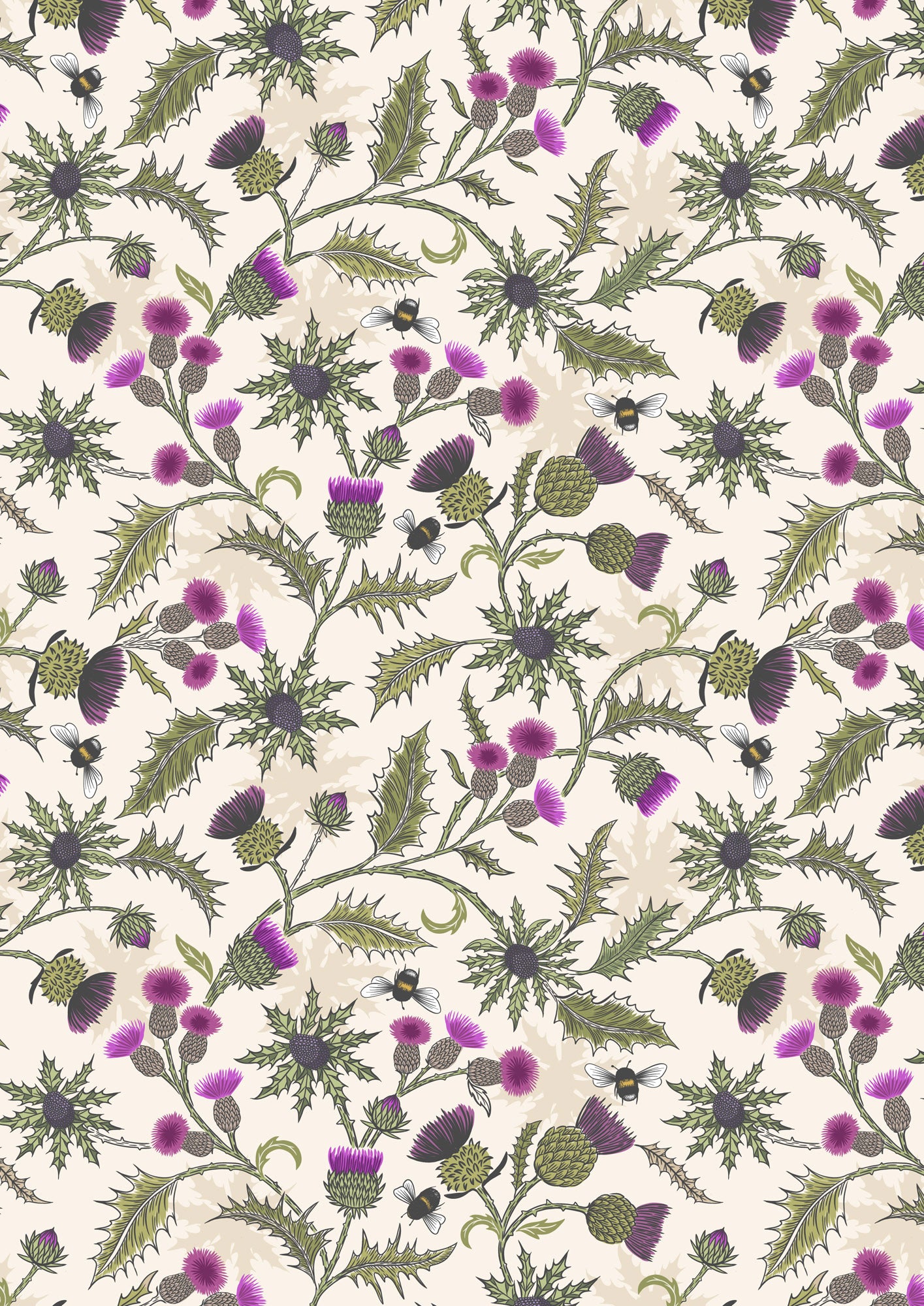 Highlands Bee Thistle Cream A875A by Lewis and Irene (sold in 25cm increments)