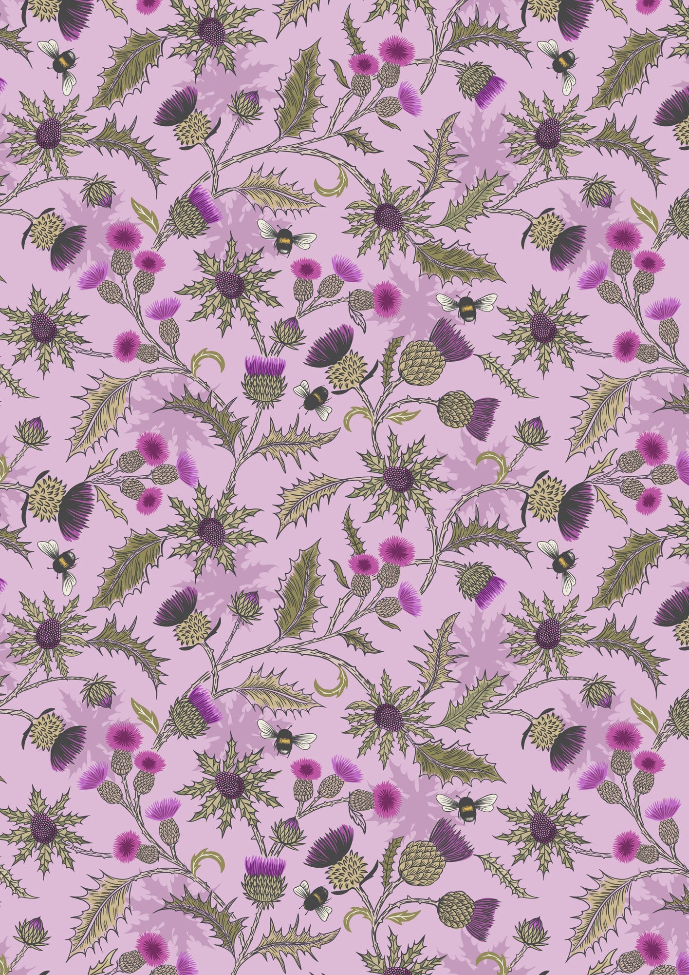 Highlands Bee Thistle Heather A875C by Lewis and Irene (sold in 25cm increments)