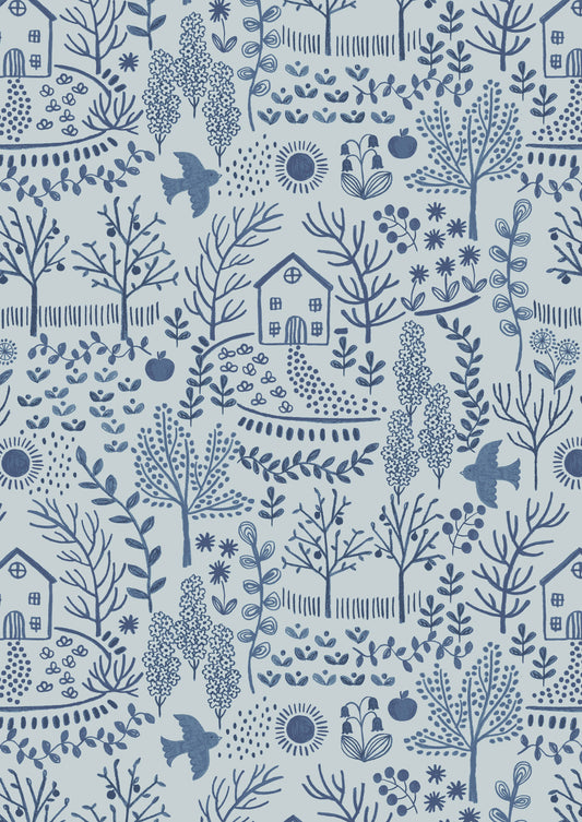 Cosy Home Home and Garden Blue A940B by Lewis and Irene (sold in 25cm increments)
