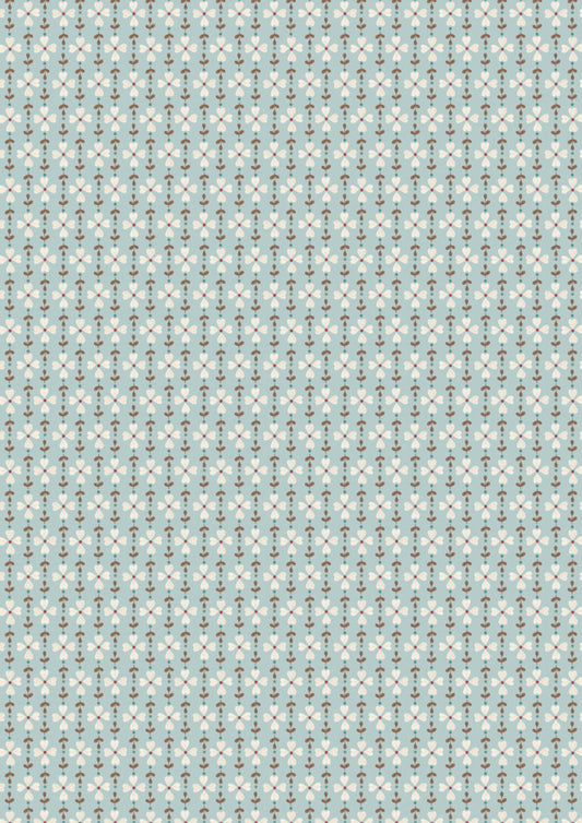 Cosy Home Flower Chains Duck Egg Blue A941A by Lewis and Irene (sold in 25cm increments)