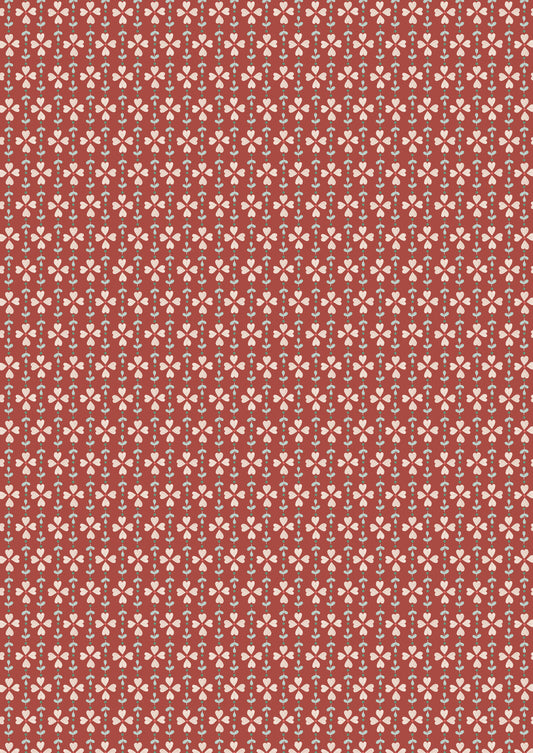 Cosy Home Flower Chains Cosy Red A941B by Lewis and Irene (sold in 25cm increments)