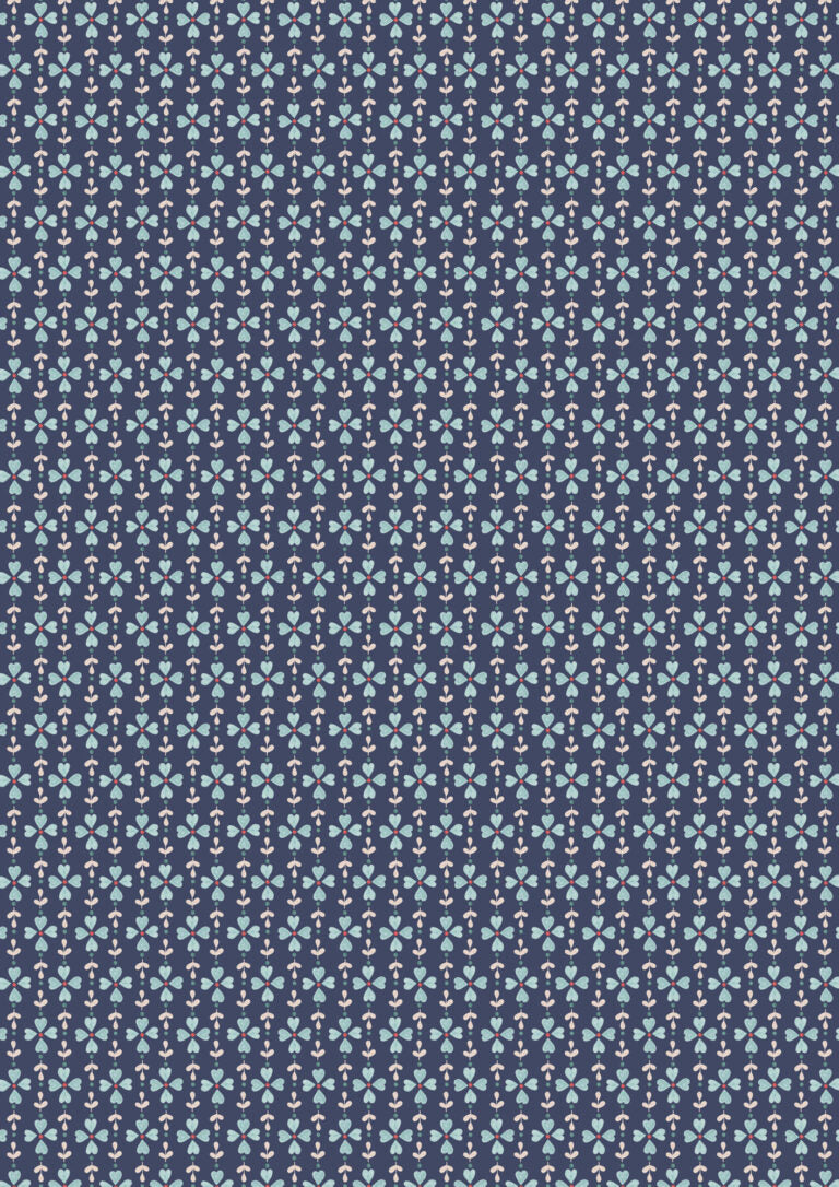 Cosy Home Flower Chains Dark Blue A941C by Lewis and Irene (sold in 25cm increments)