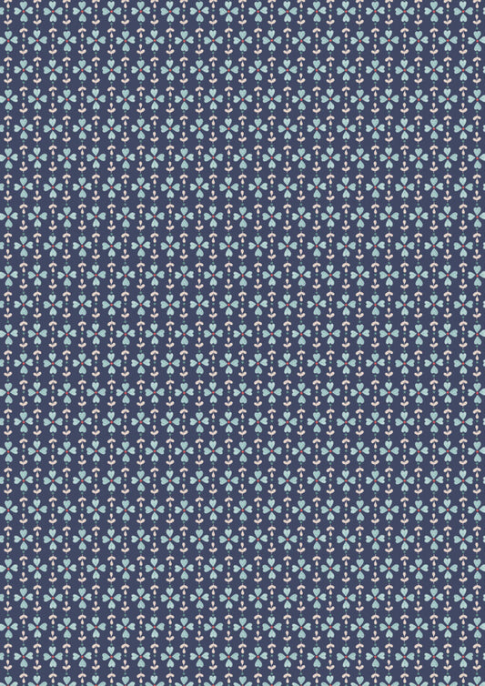 Cosy Home Flower Chains Dark Blue A941C by Lewis and Irene (sold in 25cm increments)