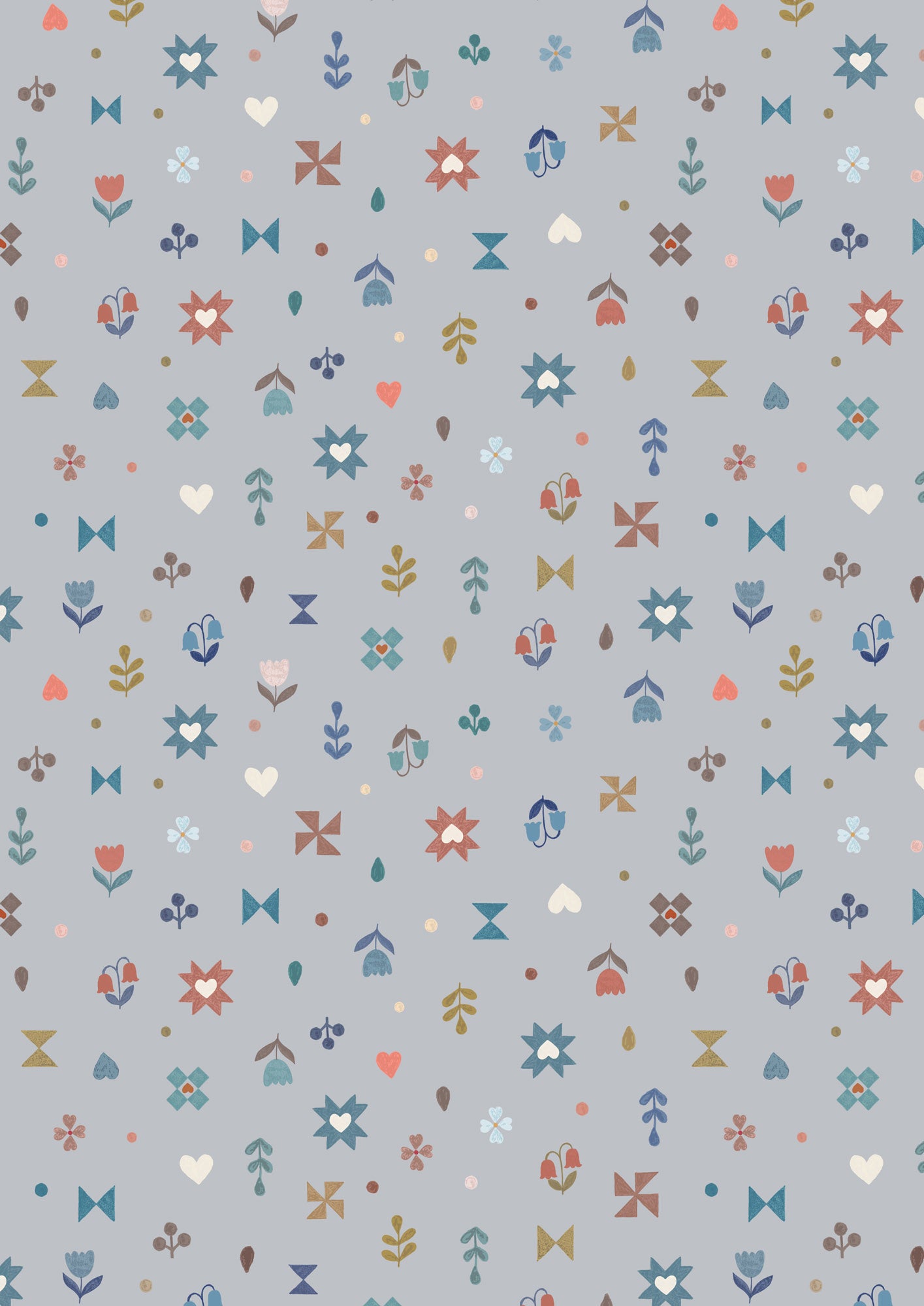 Cosy Home Hearts and Flowers Warm Grey A943B by Lewis and Irene (sold in 25cm increments)