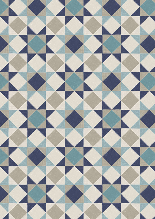 Cosy Home Sketchy Stars Blues A944A by Lewis and Irene (sold in 25cm increments)