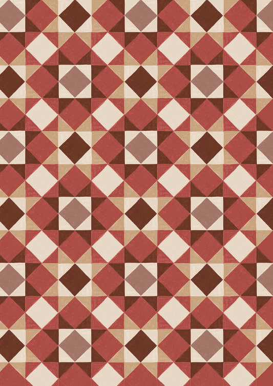 Cosy Home Sketchy Stars Warms Reds A944C by Lewis and Irene (sold in 25cm increments)