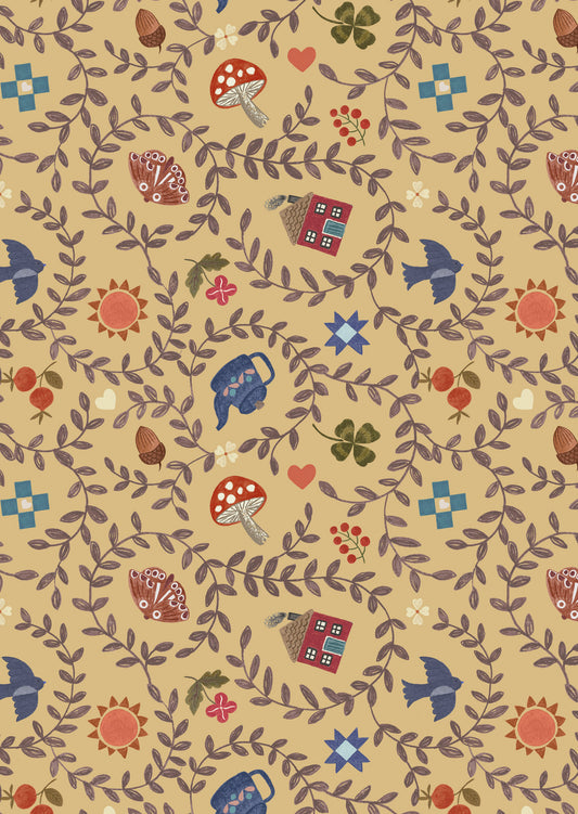 Cosy Home Cosy Home Soft Mustard A945B by Lewis and Irene (sold in 25cm increments)