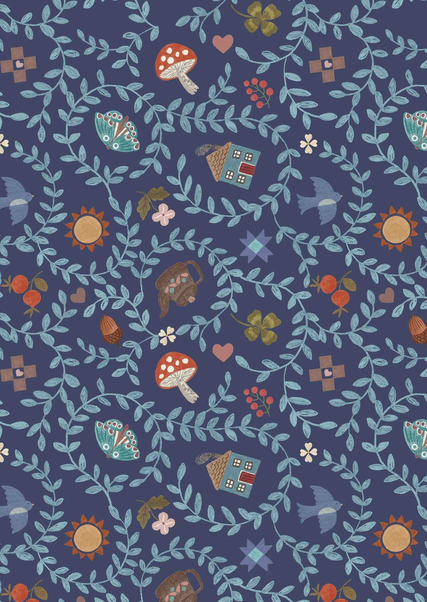 Cosy Home Cosy Home Dark Blue A945C by Lewis and Irene (sold in 25cm increments)