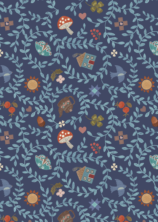 Cosy Home Cosy Home Dark Blue A945C by Lewis and Irene (sold in 25cm increments)