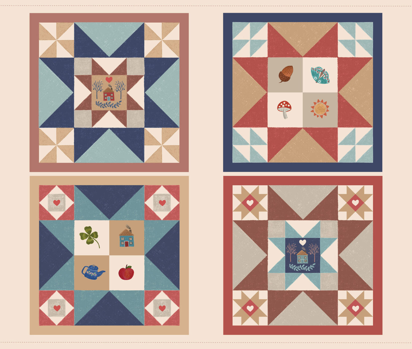 Cosy Home Squares Panel A946 by Lewis and Irene