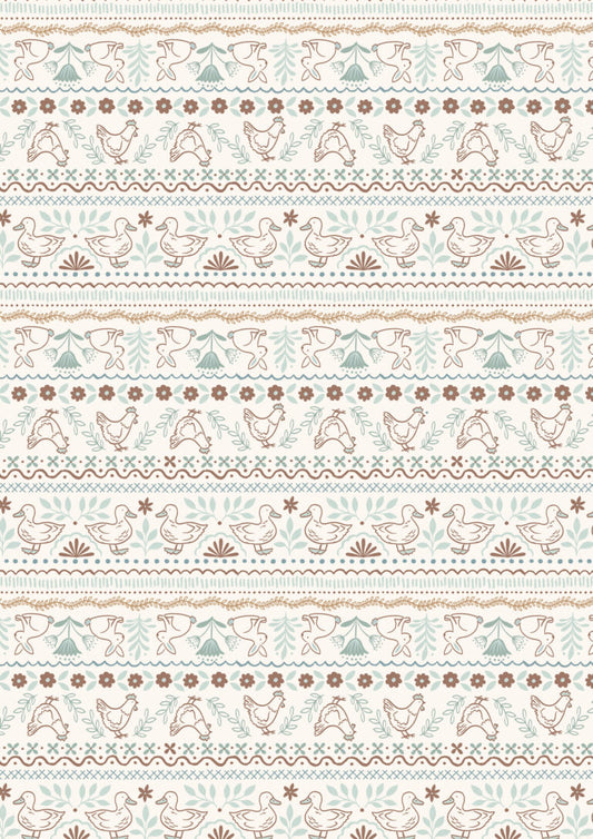 Country Croft Farm Friends on Cream A957A by Lewis and Irene (sold in 25cm increments)