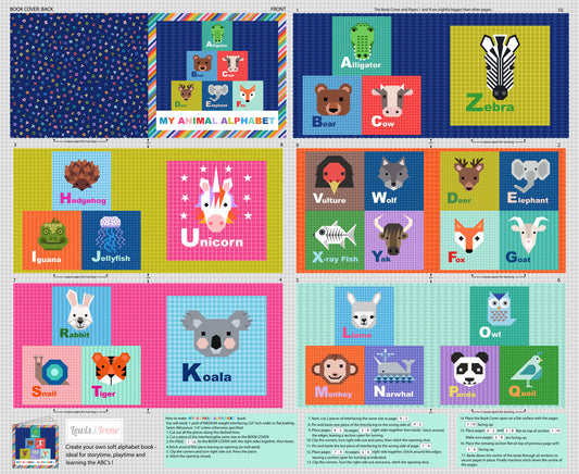 Animal Alphabet Fabric Book Panel A968 by Lewis and Irene
