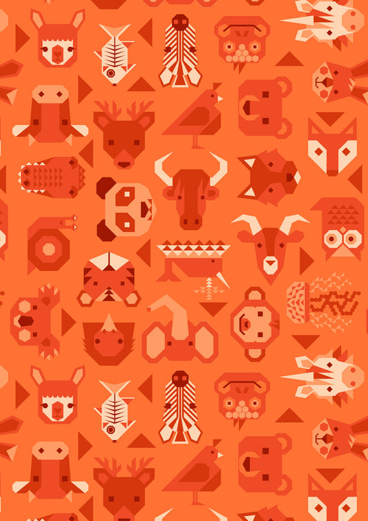 Animal Alphabet Animals Orange A970B by Lewis and Irene (sold in 25cm increments)