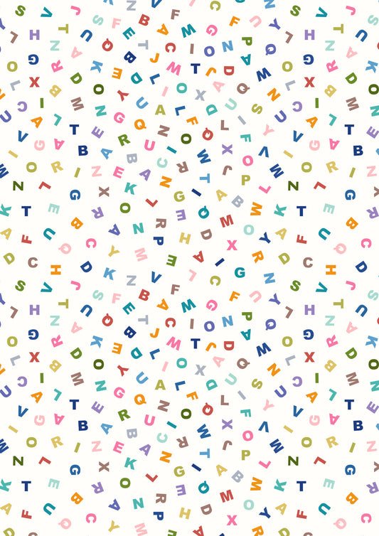 Animal Alphabet Letters on Cream A972A by Lewis and Irene (sold in 25cm increments)