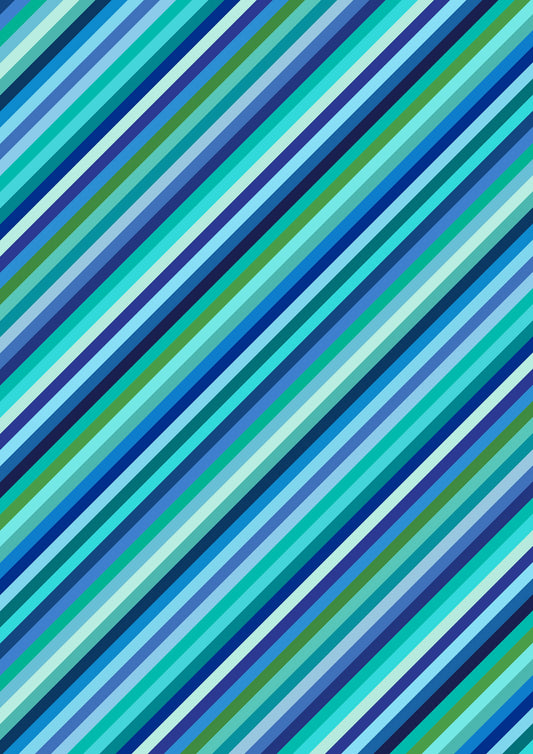 Animal Alphabet Blue Stripes A973C by Lewis and Irene (sold in 25cm increments)