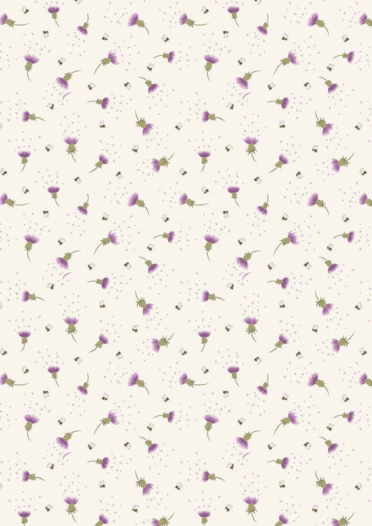 A Celtic Summer Bee Thistle on Cream A988A by Lewis and Irene (sold in 25cm increments)