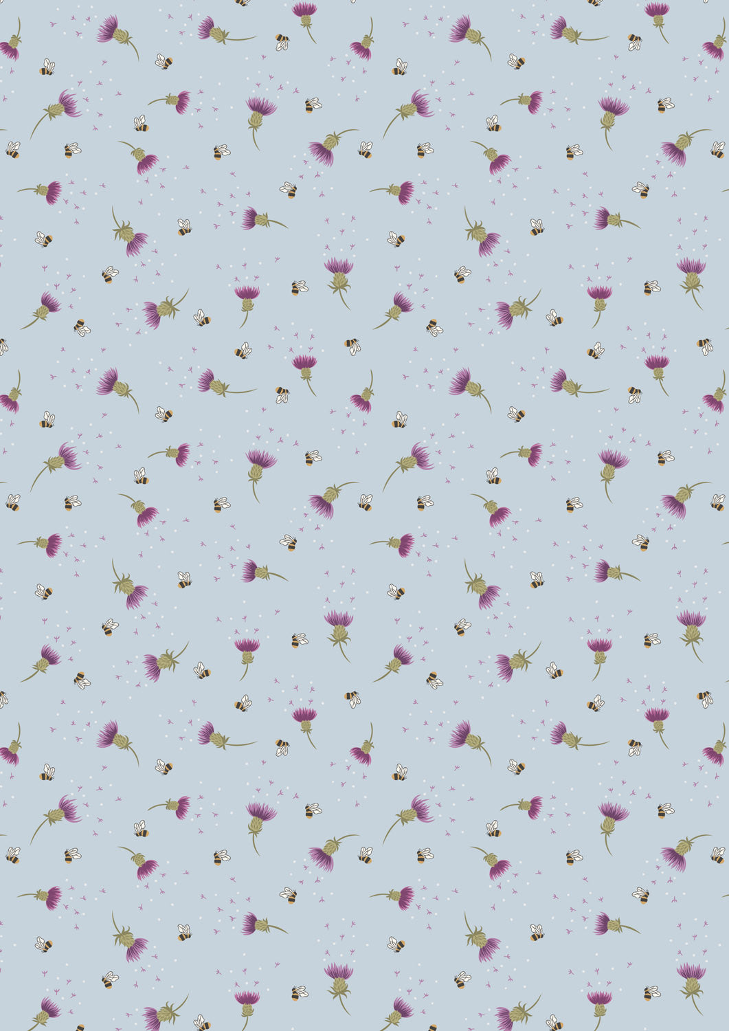 A Celtic Summer Bee Thistle on Blue A988B by Lewis and Irene (sold in 25cm increments)