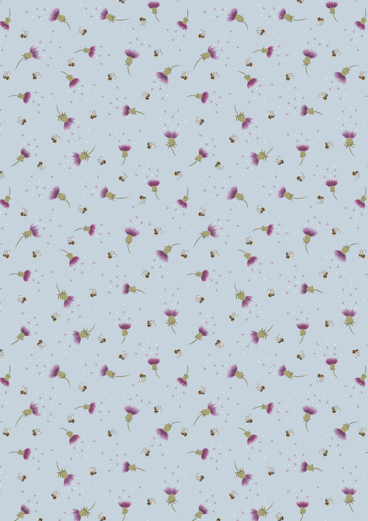 A Celtic Summer Bee Thistle on Blue A988B by Lewis and Irene (sold in 25cm increments)