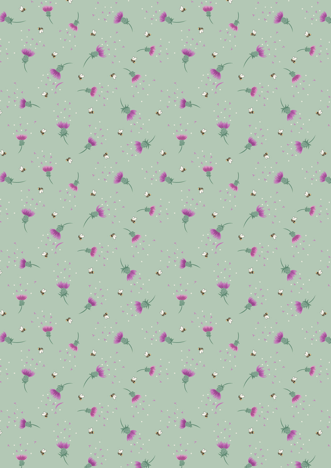 A Celtic Summer Bee Thistle on Sage Green A988C by Lewis and Irene (sold in 25cm increments)