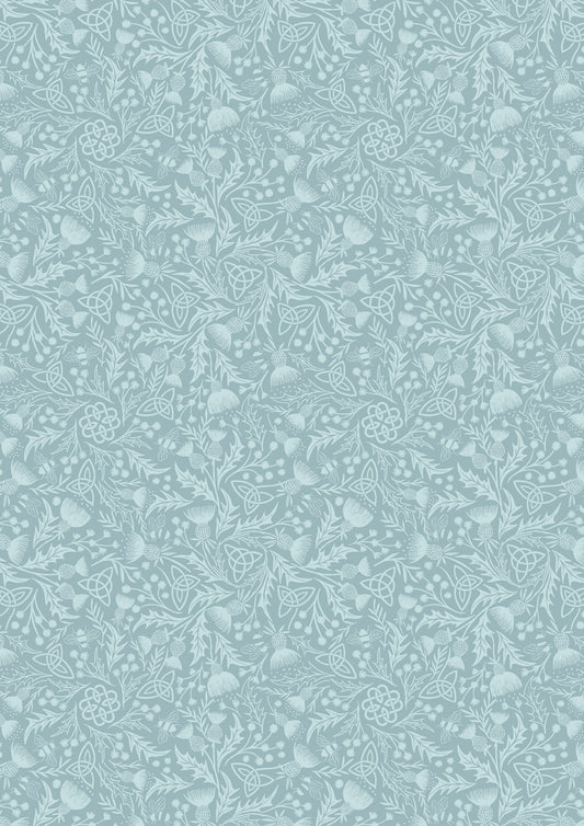 A Celtic Summer Celtic Thistle Duck Egg A990B by Lewis and Irene (sold in 25cm increments)