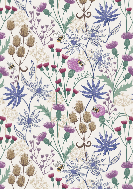 A Celtic Summer Celtic Floral on Cream A991A by Lewis and Irene (sold in 25cm increments)