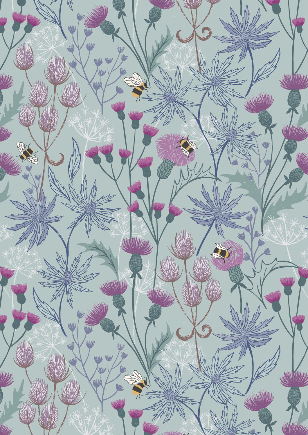 A Celtic Summer Celtic Floral on Blue A991B by Lewis and Irene (sold in 25cm increments)