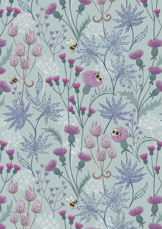 A Celtic Summer Celtic Floral on Blue A991B by Lewis and Irene (sold in 25cm increments)