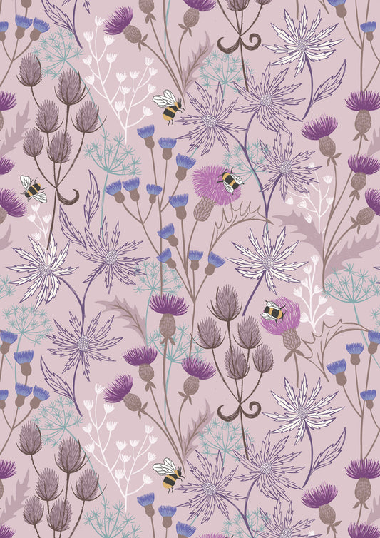 A Celtic Summer Celtic Floral on Light Heather A991C by Lewis and Irene (sold in 25cm increments)