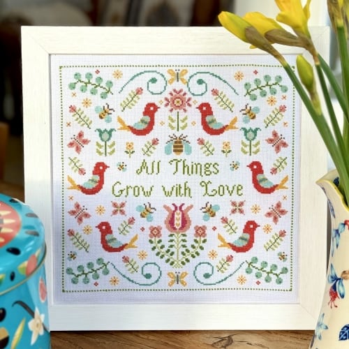 All Things Grow with Love Sampler Cross Stitch Kit Historical Sampler Company