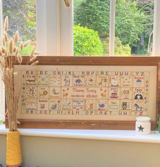 Animal Magic Birth Sampler Cross Stitch Kit Historical Sampler Company