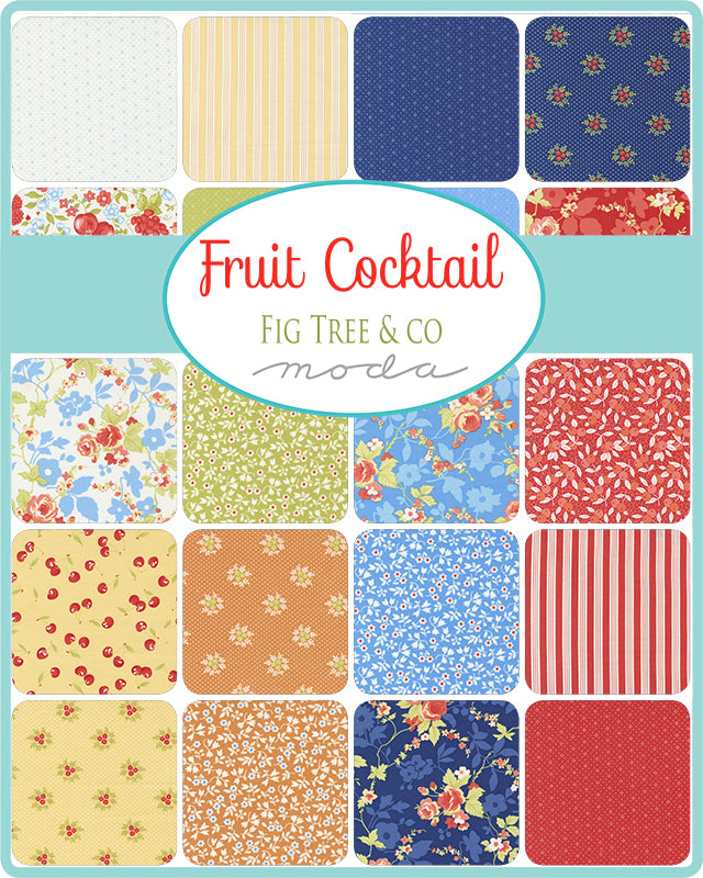 Fruit Cocktail Blueberry Flour Sack Meadow Florals M2046613 by Figtree Quilts for Moda (sold in 25cm increments)