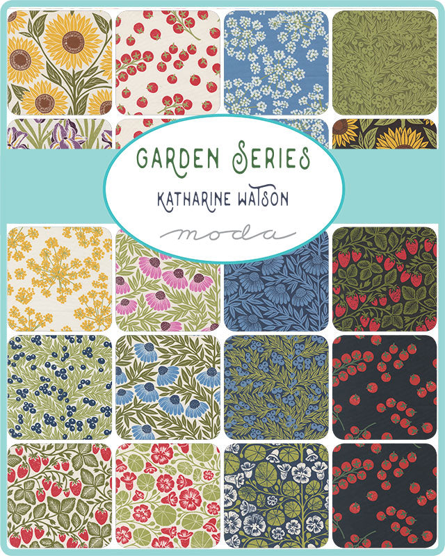 Garden Series Echinacea Dark Blue M332215 by Katharine Watson for Moda Fabrics (sold in 25cm increments)