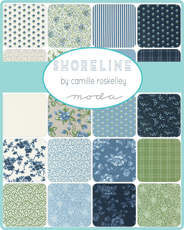 Shoreline Coastal Lattice Medium Blue M5530313 by Camille Roskelley for Moda Fabrics (Sold in 25cm Increments)