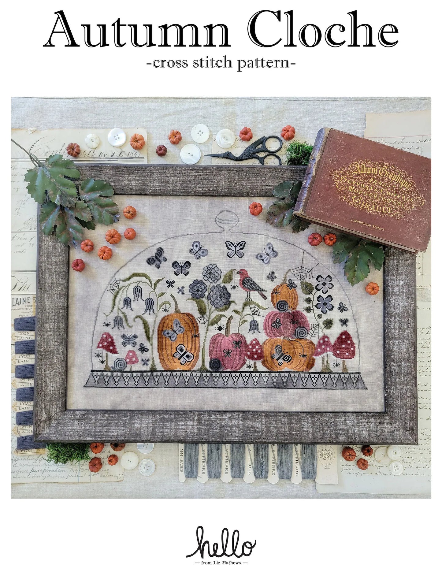 Autumn Cloche Cross Stitch Pattern Hello from Liz Mathews