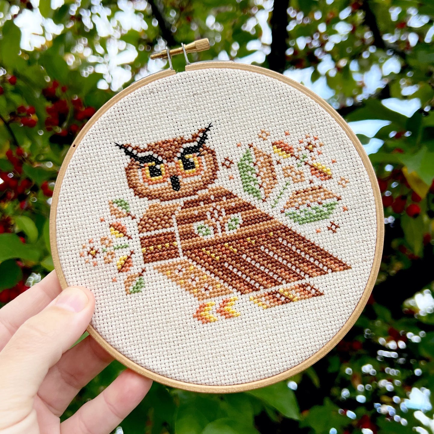 Autumn Owl Cross Stitch Kit by Pigeon Coop Designs