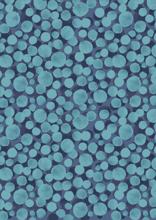 Seasonal Bumbleberries AW25 Multi Blue BBS9 by Lewis and Irene (sold in 25cm increments)