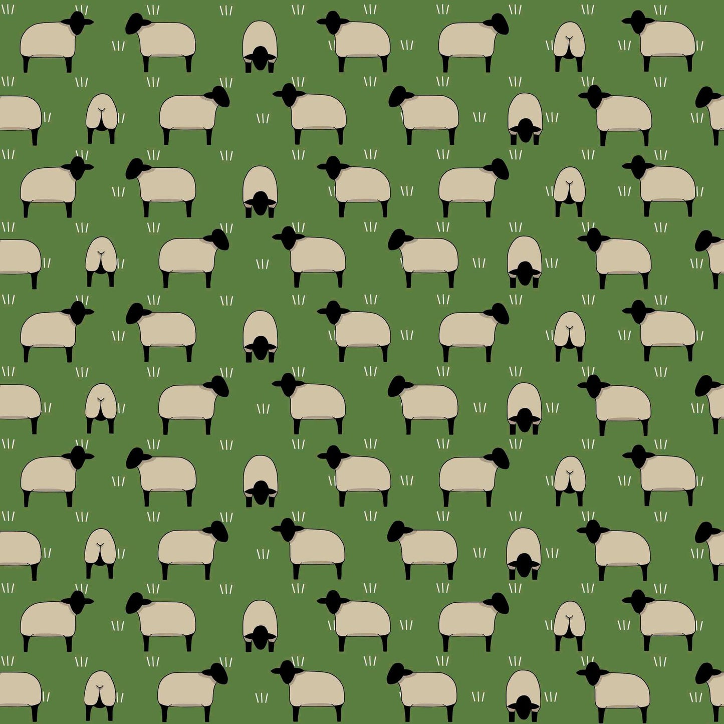 Black Sheep on Green by Red Tractor Designs (sold in 25cm increments)
