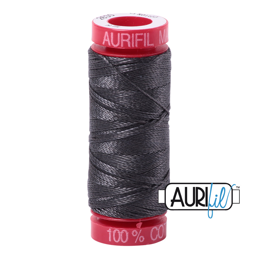 Aurifil Dark Pewter 2630 12wt Cotton 50m Spool