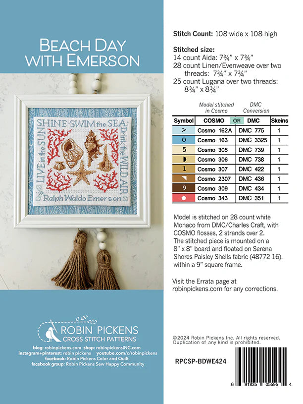 Beach Day with Emerson Cross Stitch Pattern by Robin Pickens