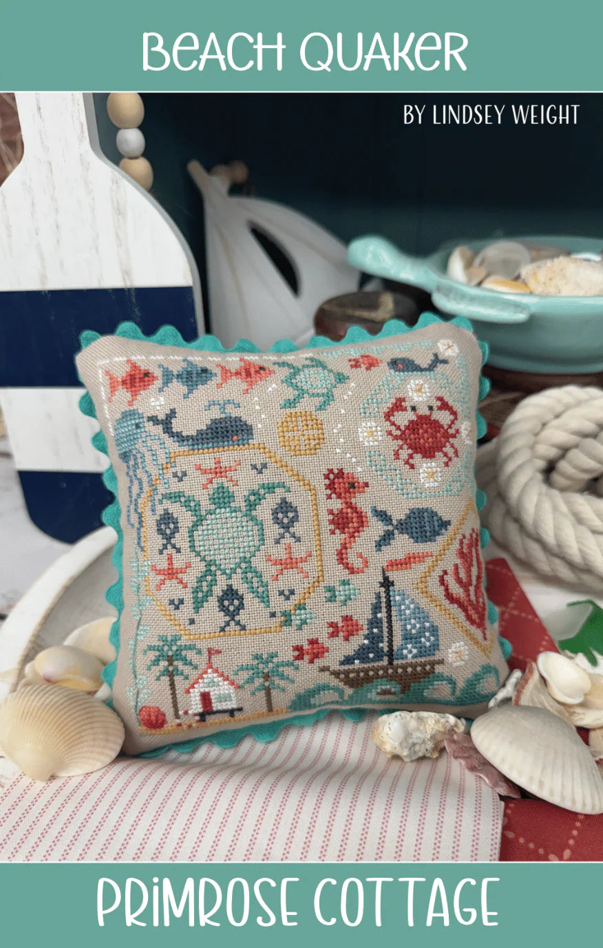 Beach Quaker Cross Stitch Pattern by Lindsey Weight of Primrose Cottage