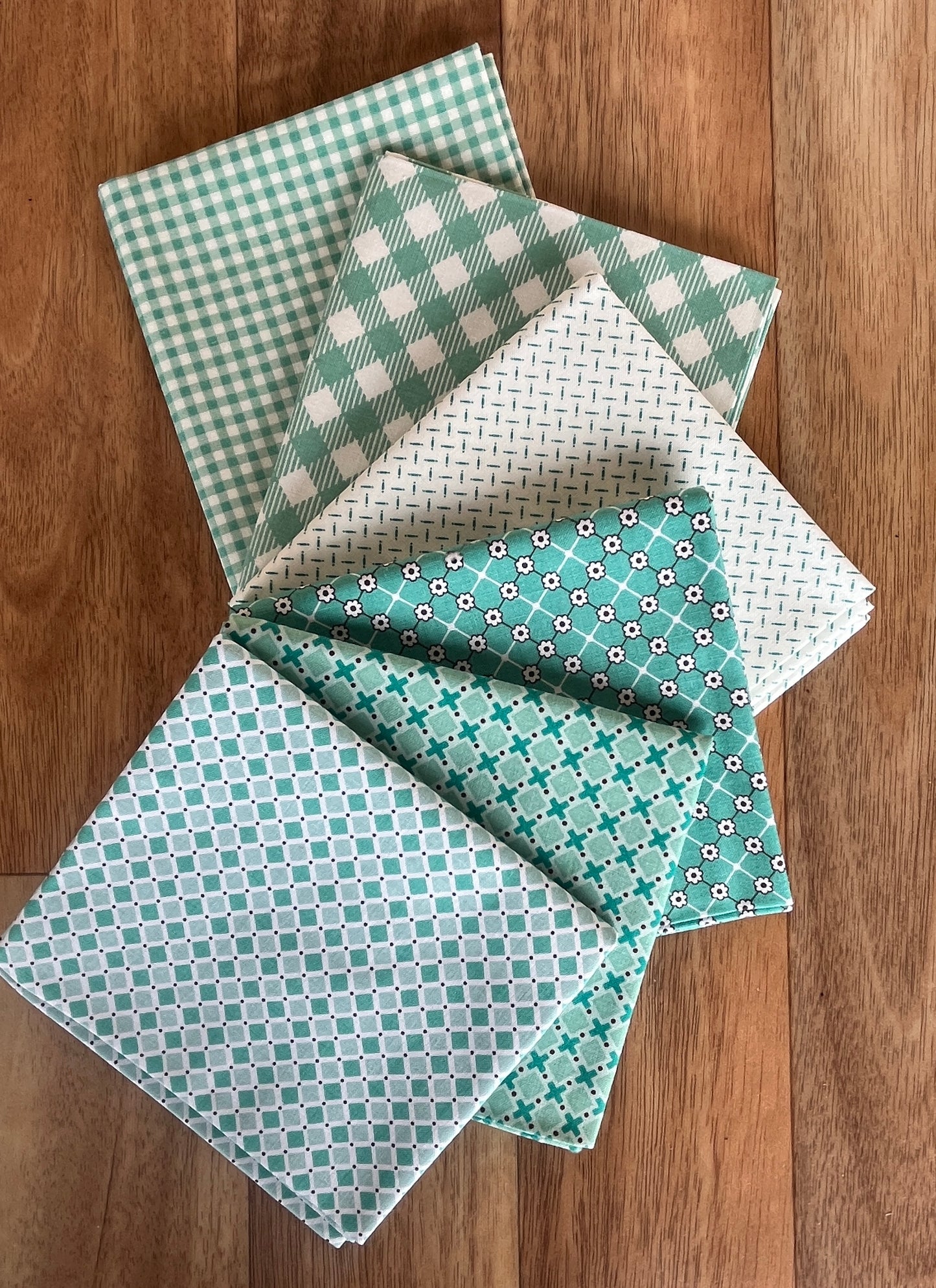 Bee Gingham and Plaids Seaglass Fat Quarter Bundle by Lori Holt for Riley Blake