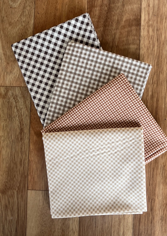 Bee Ginghams Browns Fat Quarter Bundle Lori Holt for Riley Blake Designs